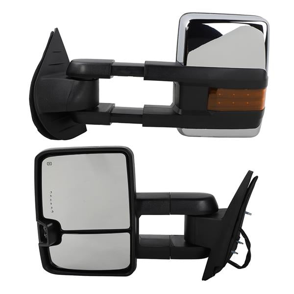 Pair for 07-13 Chevy Silverado Tow Mirrors Power Heated LED Signal
