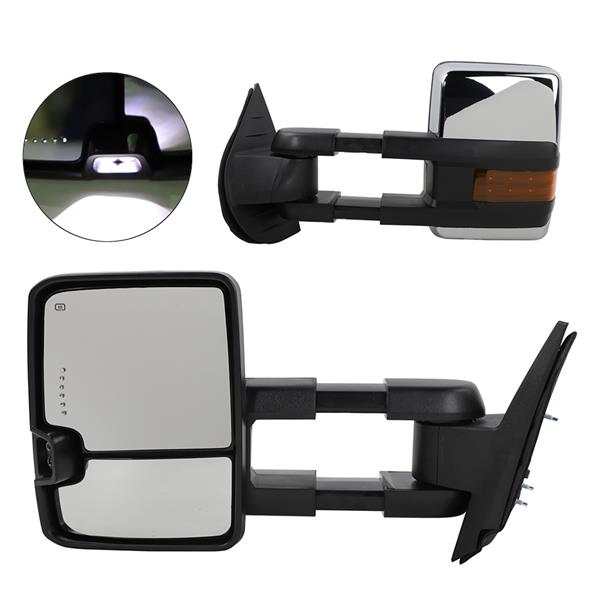Pair for 07-13 Chevy Silverado Tow Mirrors Power Heated LED Signal
